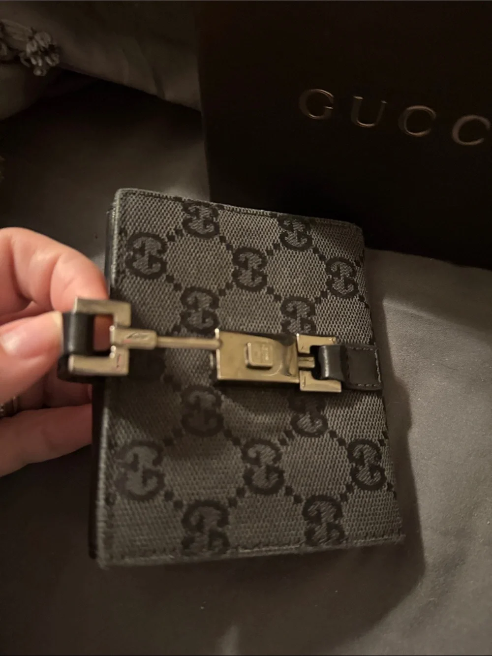 Gucci Black GG Monogram Leather Bifold Wallet with Silver Hardware - Picture 12 of 13